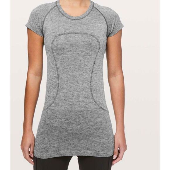 LULULEMON ATHLETICA Swiftly Tech Short Sleeve 2.0 in Black/White (Grey Ombre) Si - Picture 1 of 3